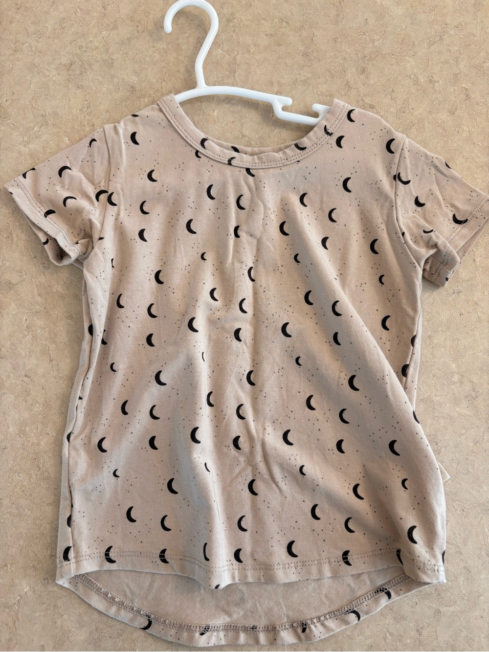 Toddler Crescent Moon Short Sleeve Tee - Beige/Black